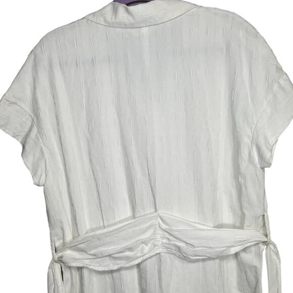 Chelsea & Theodore Asymmetrical White Button Down Dress / Size Large - Picture 5 of 7